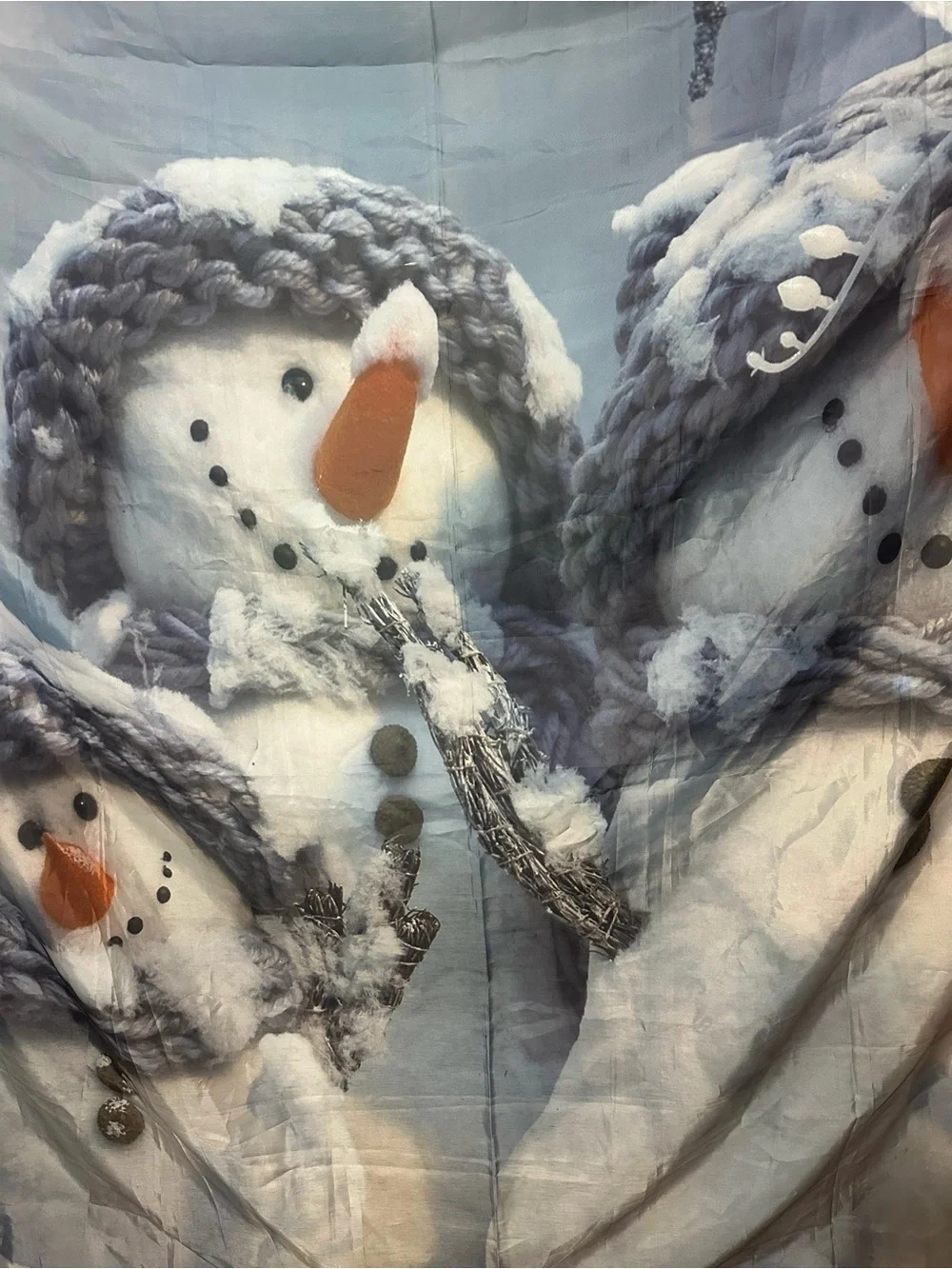 Holiday Snowman shower, curtain - Gray Snow Family Design